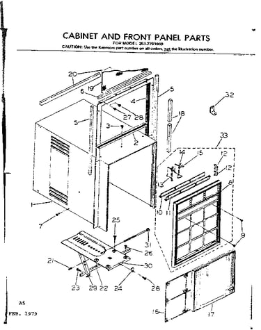 Cabinet and front panel parts