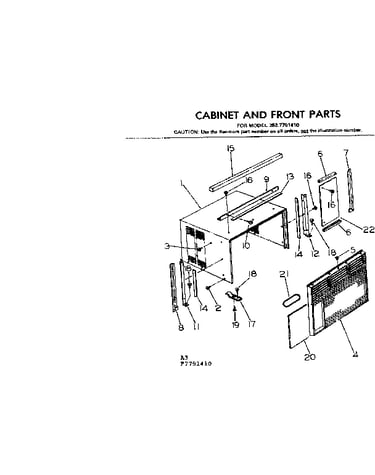 Cabinet and front parts