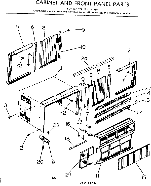 Cabinet and front panel parts