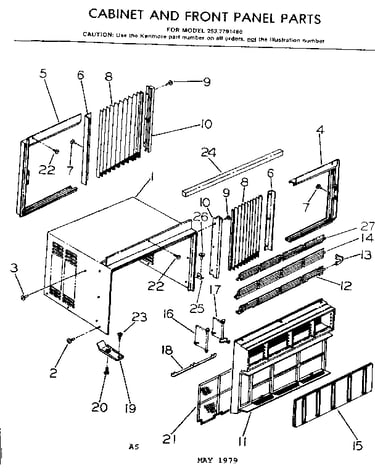 Cabinet and front panel parts
