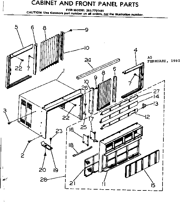 Cabinet and front panel parts