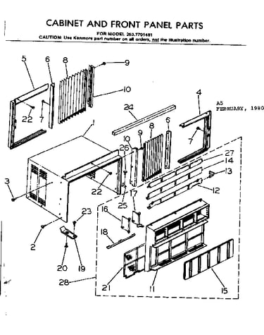 Cabinet and front panel parts