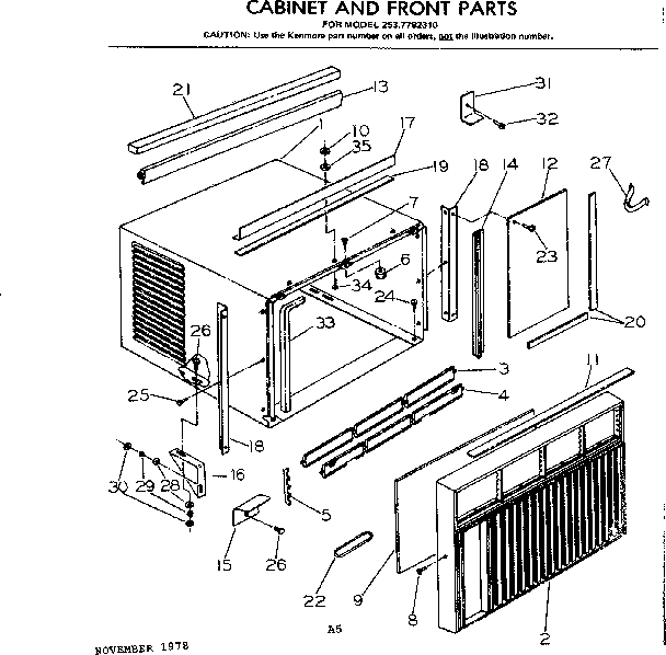 Cabinet and front parts
