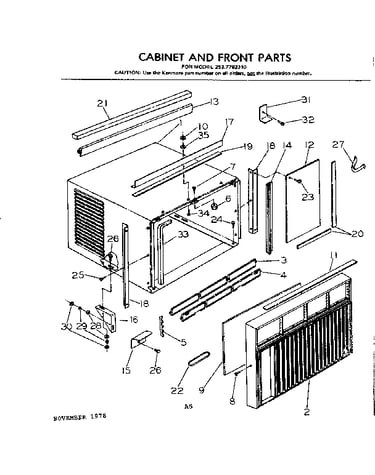 Cabinet and front parts