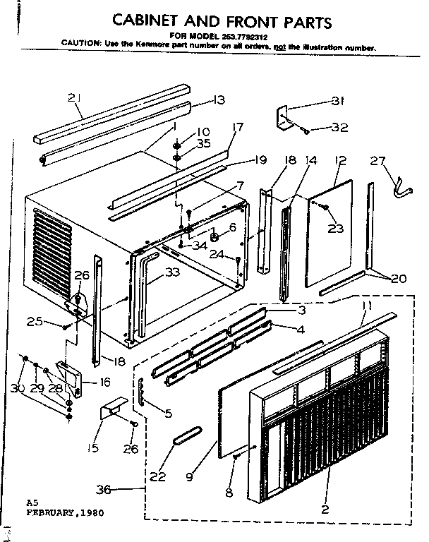 Cabinet and front parts