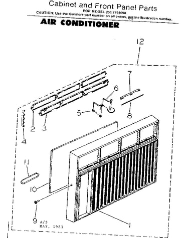 Cabinet and front panel parts