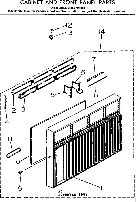 Cabinet and front panel parts