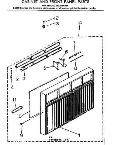 Cabinet and front panel parts