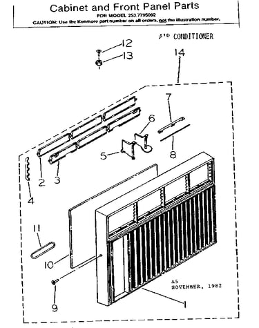 Cabinet and front panel parts