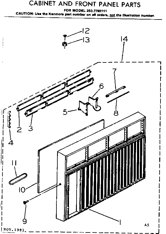 Cabinet and front panel parts
