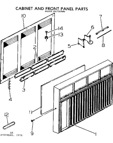 Cabinet and front parts