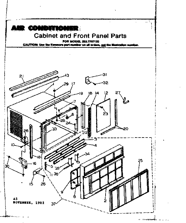 Cabinet and front panel parts