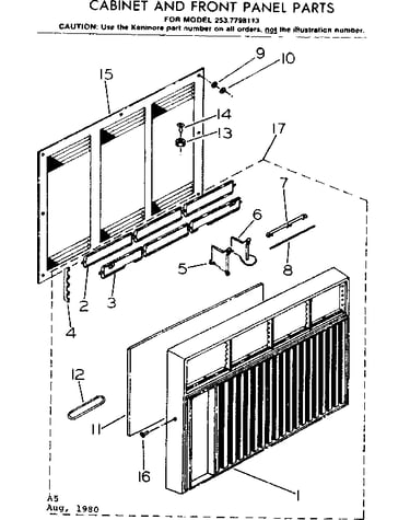 Cabinet and front panel parts