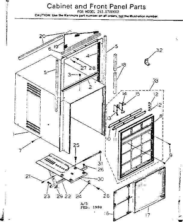 Cabinet and front panel parts
