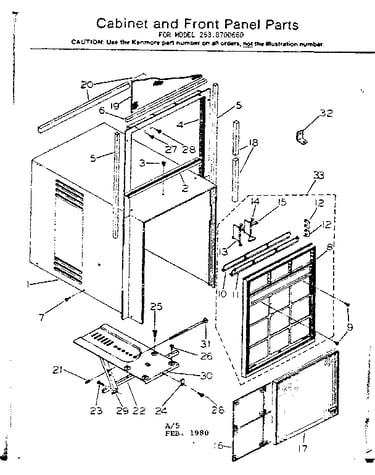 Cabinet and front panel parts