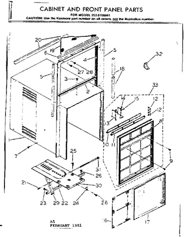 Cabinet and front panel parts