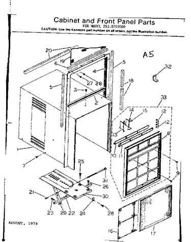 Cabinet and front panel parts
