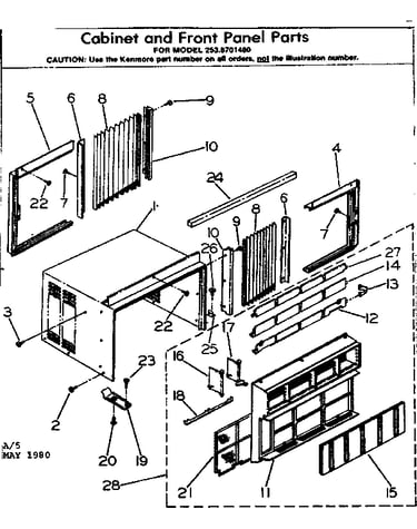 Cabinet and front panel parts