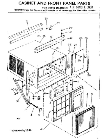Cabinet and front panel parts