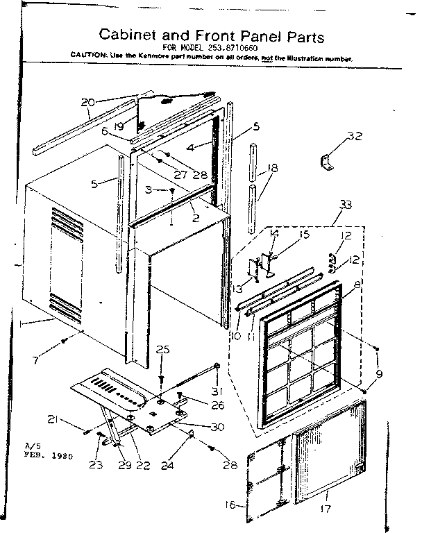Cabinet and front panel parts