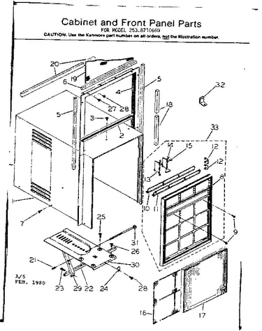 Cabinet and front panel parts