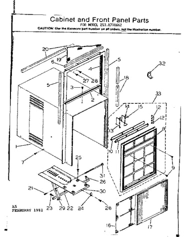 Cabinet and front panel parts