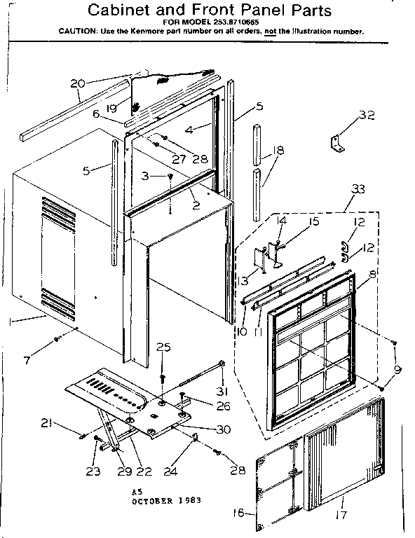 Cabinet and front panel parts