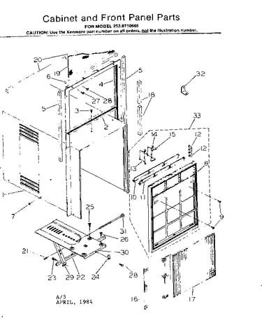 Cabinet and front panel parts