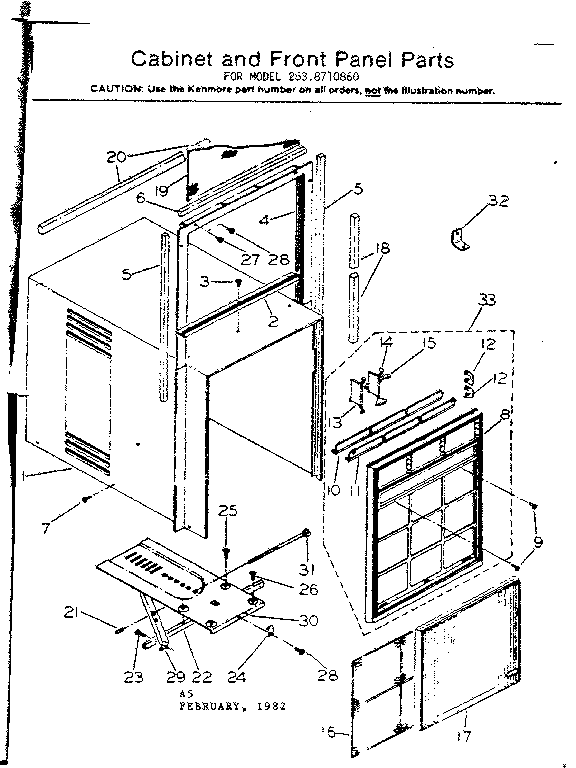 Cabinet and front panel parts