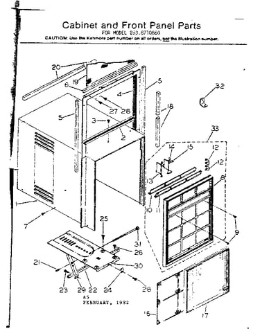 Cabinet and front panel parts