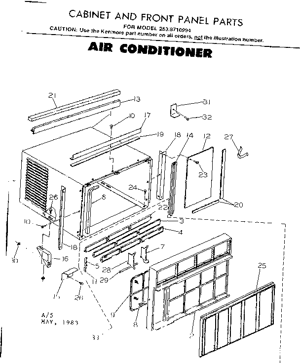 Cabinet and front panel parts