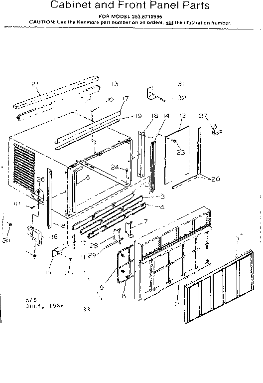 Cabinet and front panel parts