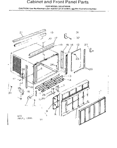 Cabinet and front panel parts