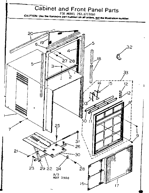 Cabinet and front panel parts