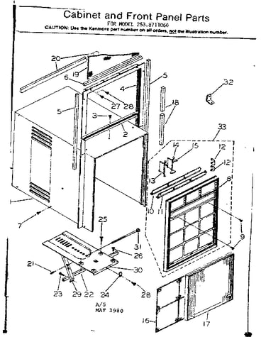 Cabinet and front panel parts