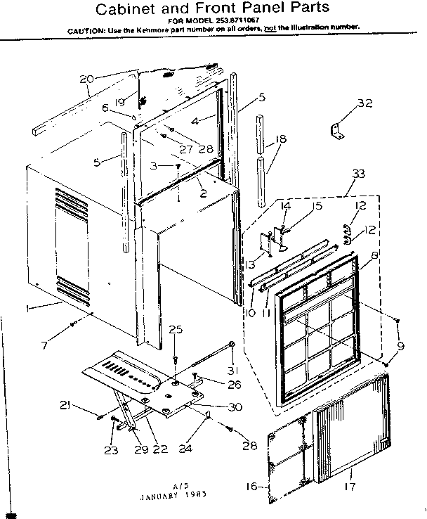 Cabinet and front panel parts