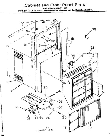 Cabinet and front panel parts