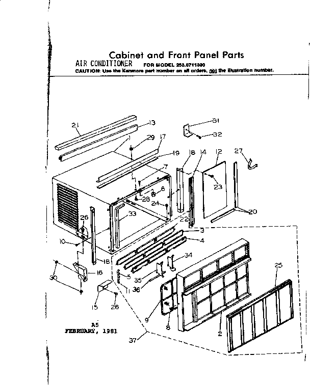 Cabinet and front panel parts