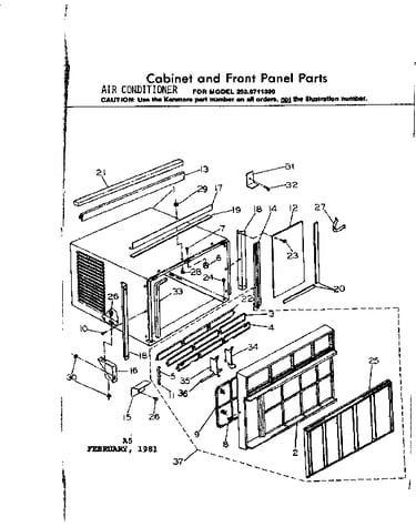 Cabinet and front panel parts