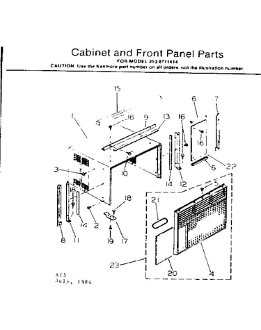 Cabinet and front panel parts