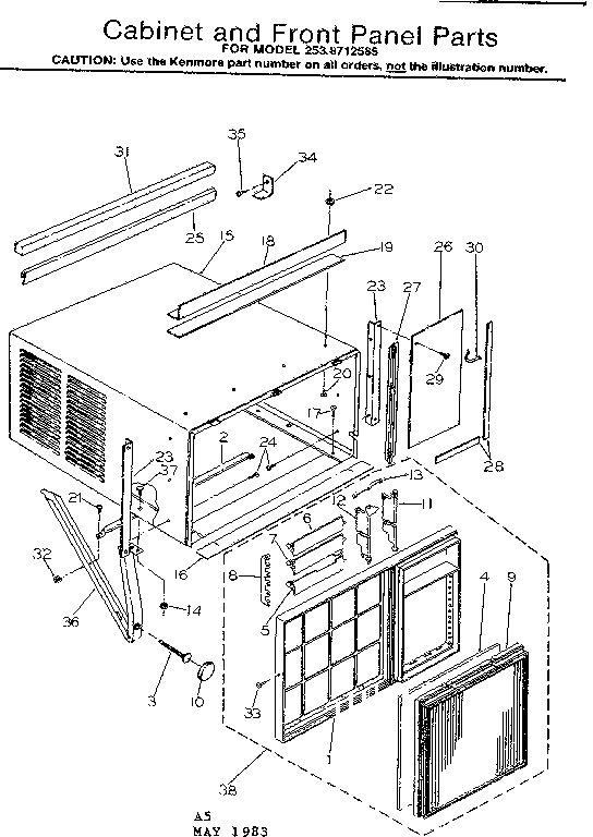 Cabinet and front panel parts