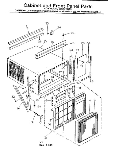 Cabinet and front panel parts