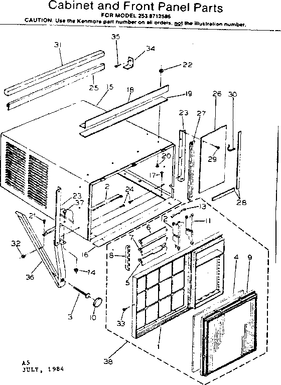 Cabinet and front panel parts