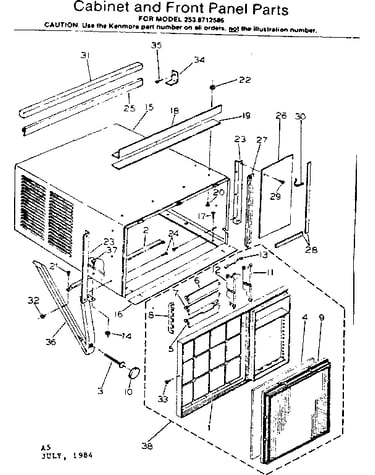Cabinet and front panel parts