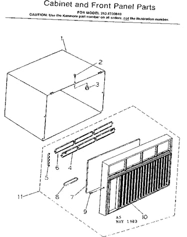 Cabinet and front panel parts