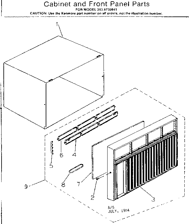 Cabinet and front panel parts