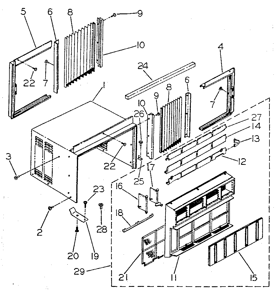 Cabinet and front panel parts