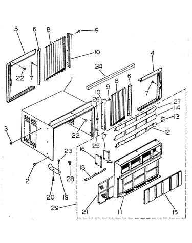 Cabinet and front panel parts