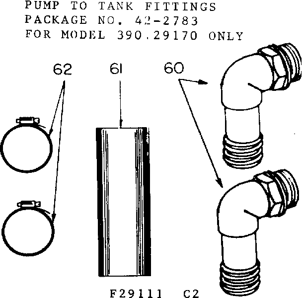 Pump to tank fittings - 29170 only
