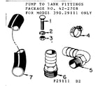 Sears 39029170 pump to tank fittings - 29111 only diagram